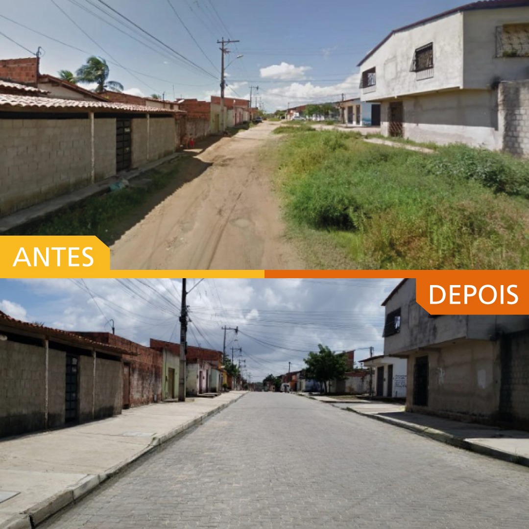 Montagem da Rua Expedito Madruga Monte antes e depois do saneamento